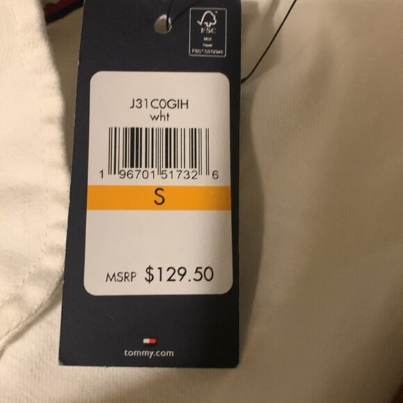 Tommy Hilfiger White Jean Jacket Cropped Design - Picture 8 of 10